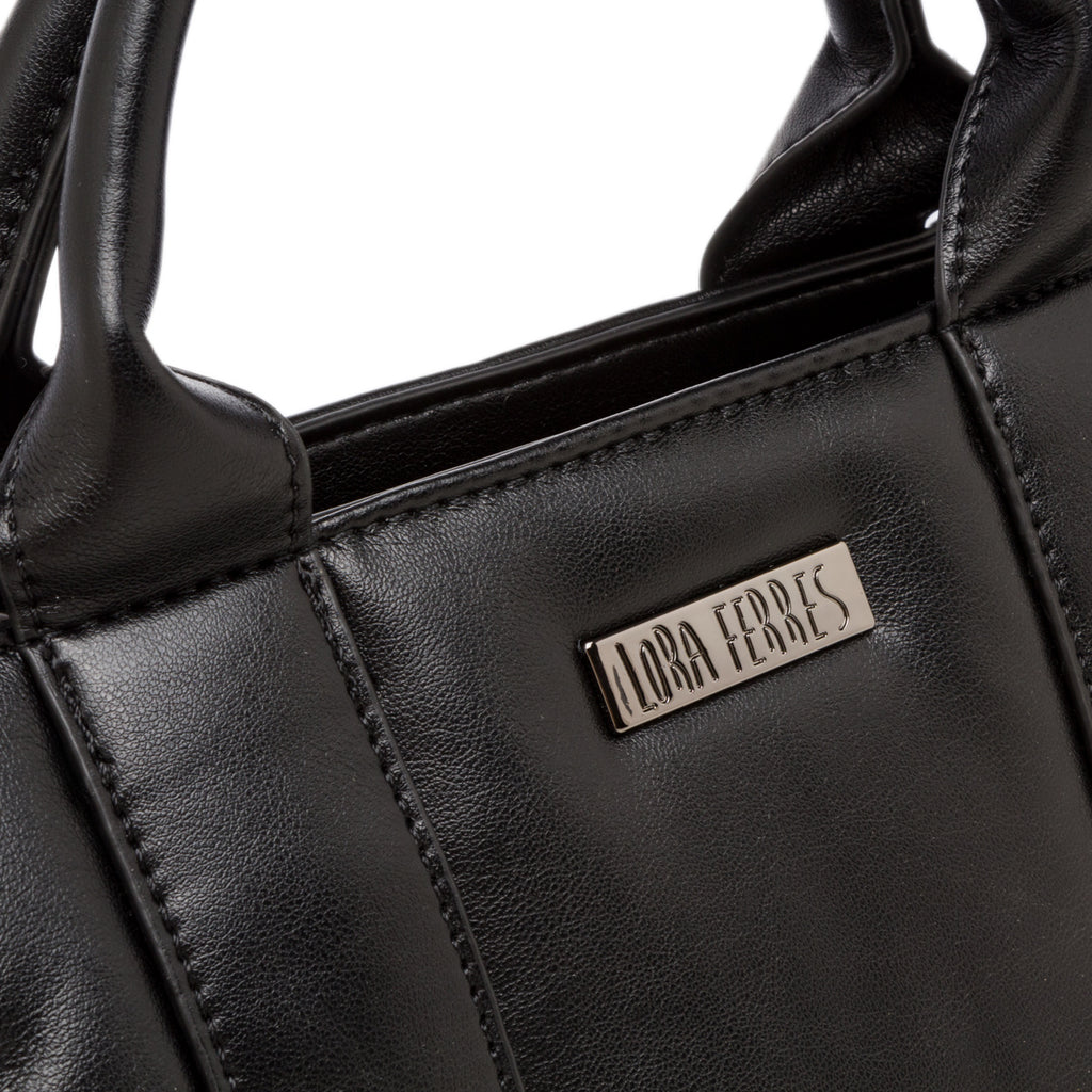 Borsa a mano nera da donna con logo Lora Ferres