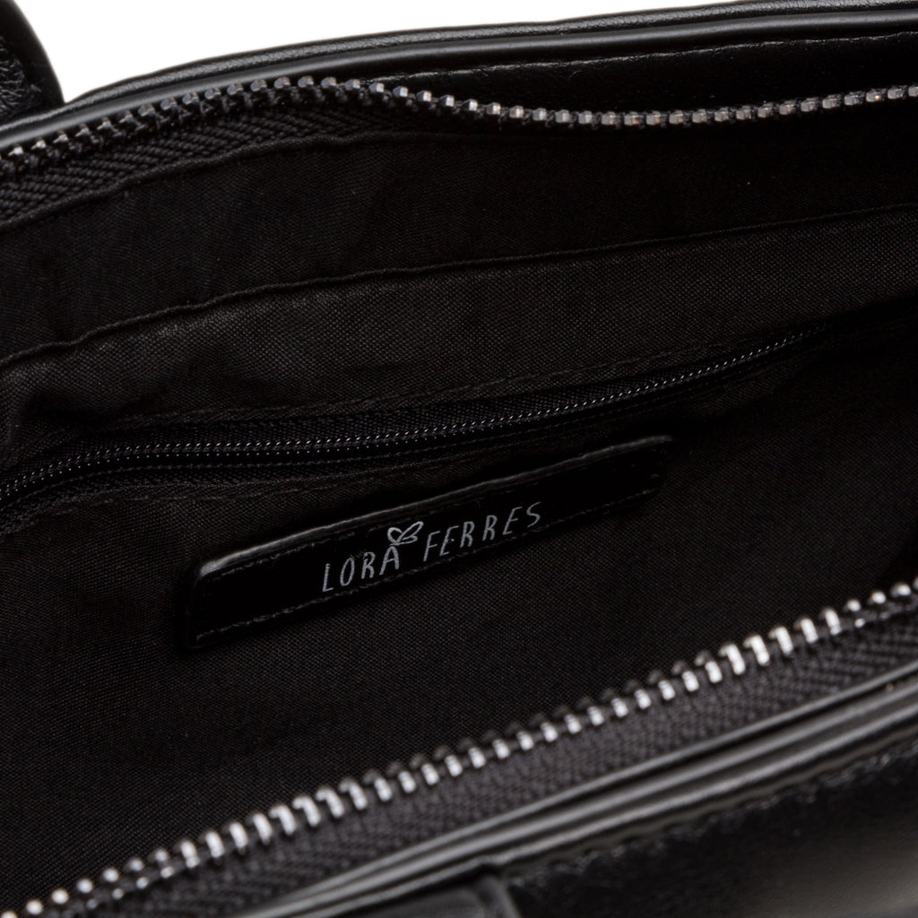 Borsa a mano nera da donna con logo Lora Ferres