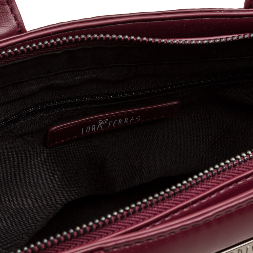Borsa a mano bordeaux burgundy da donna con logo Lora Ferres