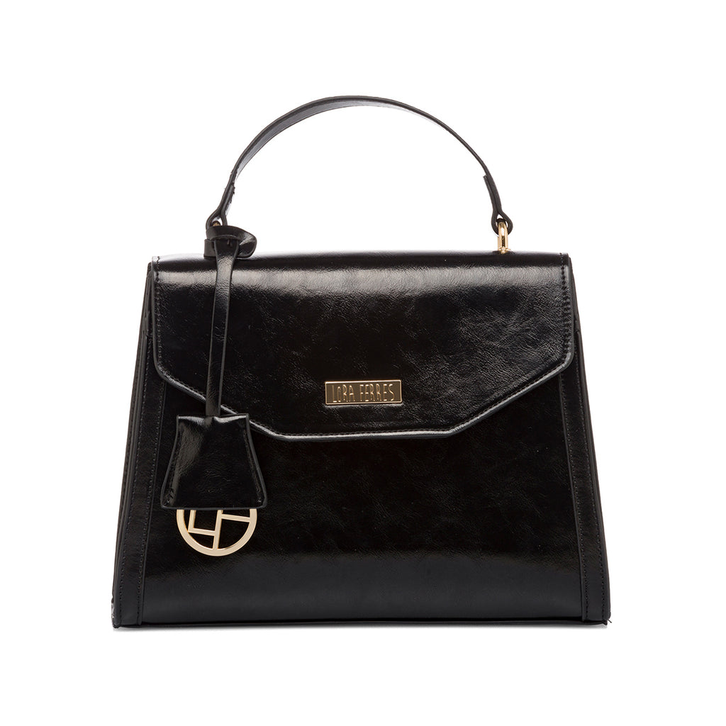Borsa a mano nera da donna  con logo Lora Ferres