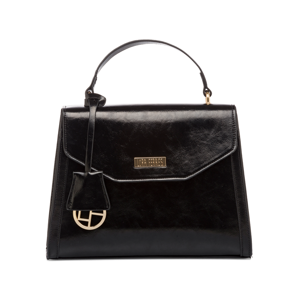 Borsa a mano nera da donna  con logo Lora Ferres