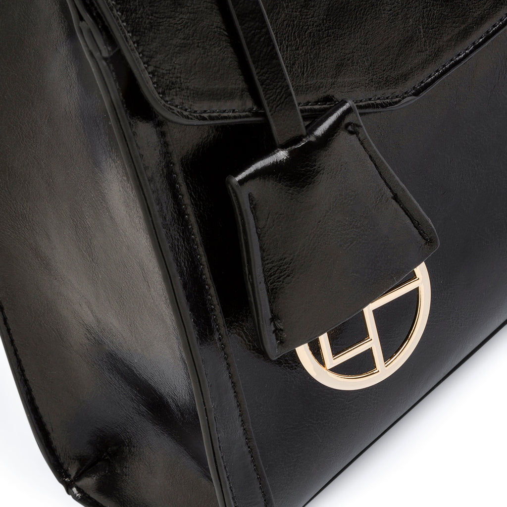 Borsa a mano nera da donna  con logo Lora Ferres