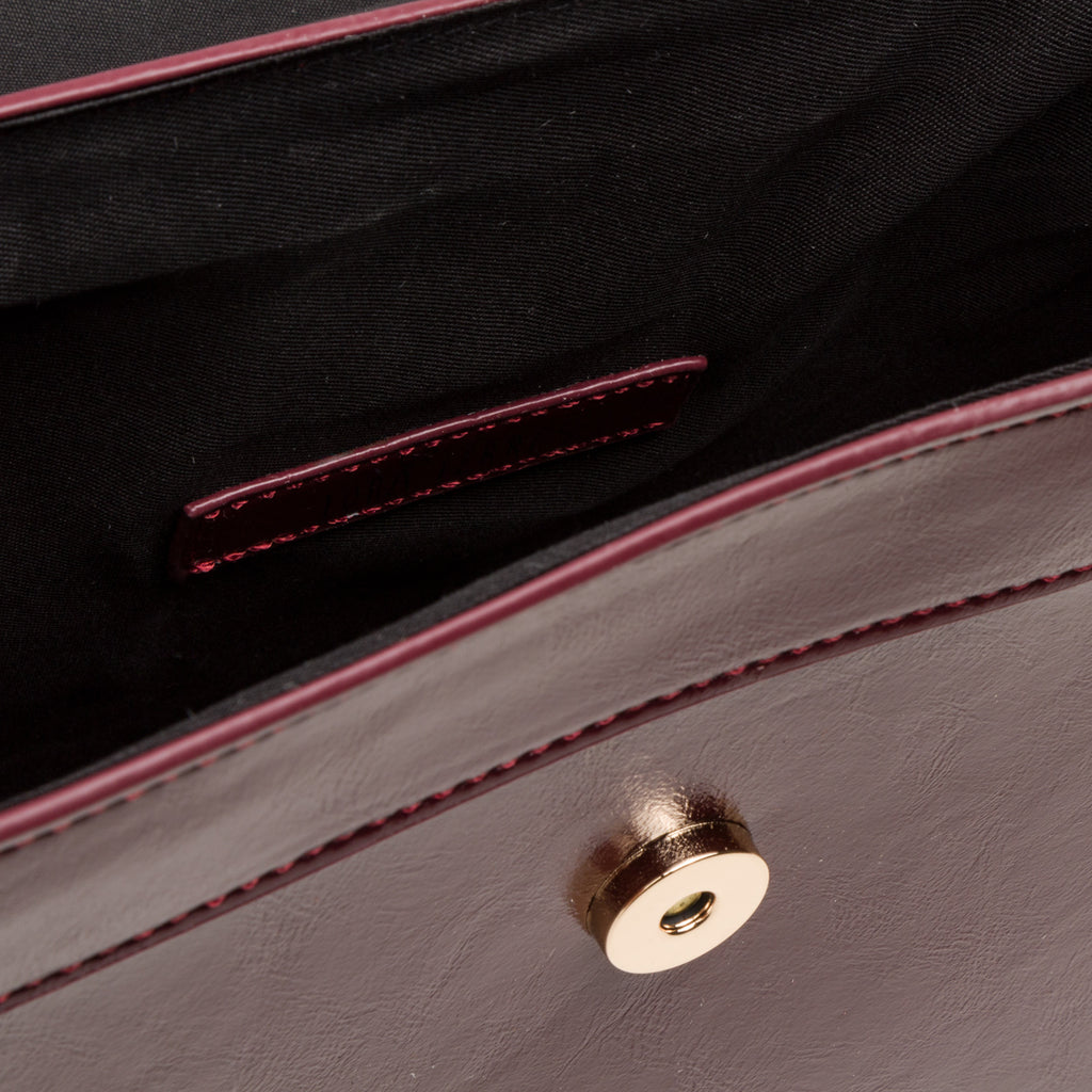 Borsa a mano bordeaux da donna con logo Lora Ferres