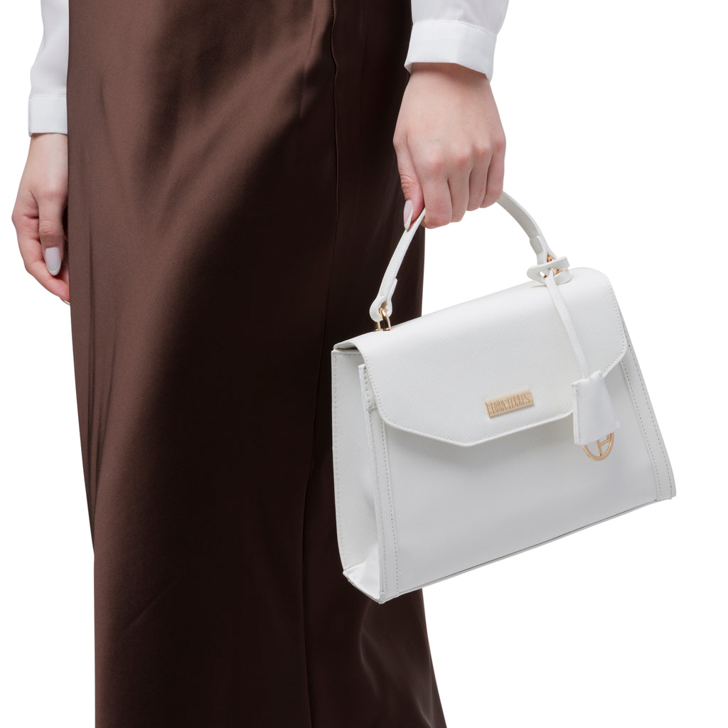 Borsa a mano bianca da Donna con tracolla rimovibile Lora Ferres