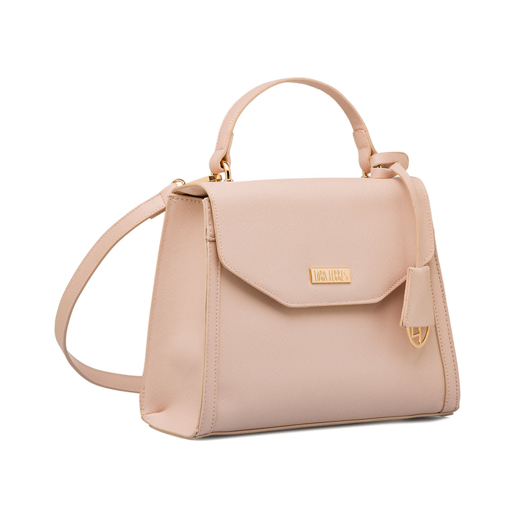 Borsa a mano rosa da Donna con targhetta logo Lora Ferres