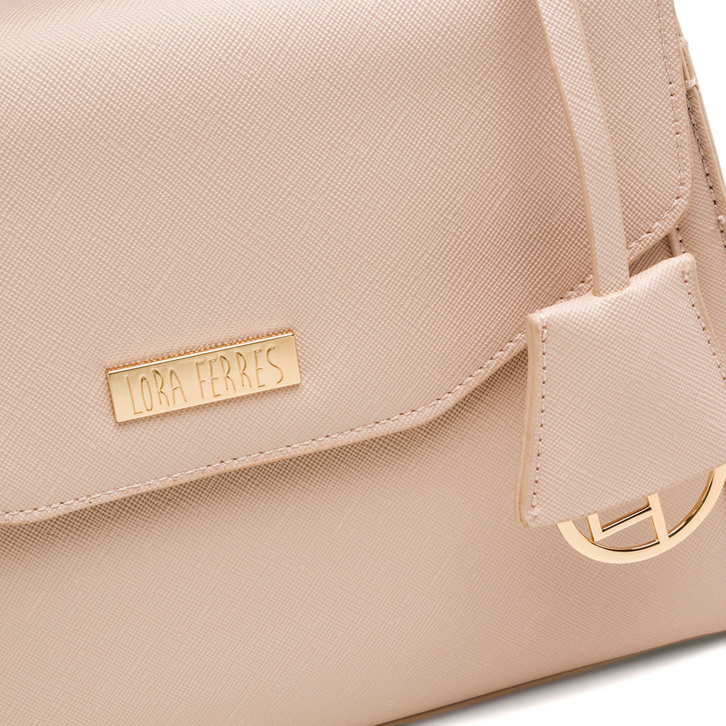 Borsa a mano rosa da Donna con targhetta logo Lora Ferres