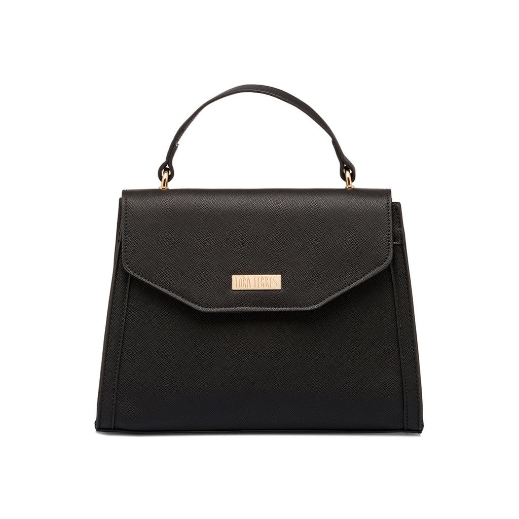 Borsa a mano nera da Donna con targhetta logo Lora Ferres