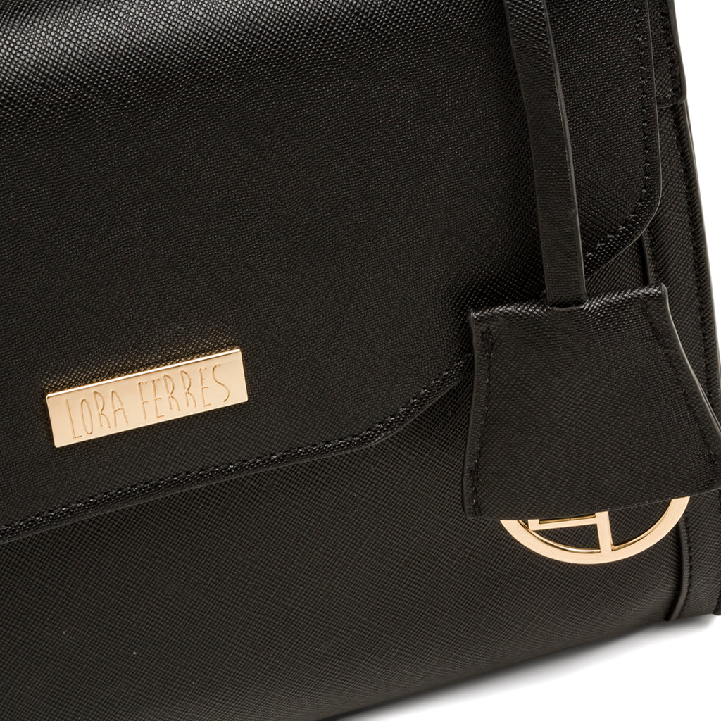 Borsa a mano nera da Donna con targhetta logo Lora Ferres