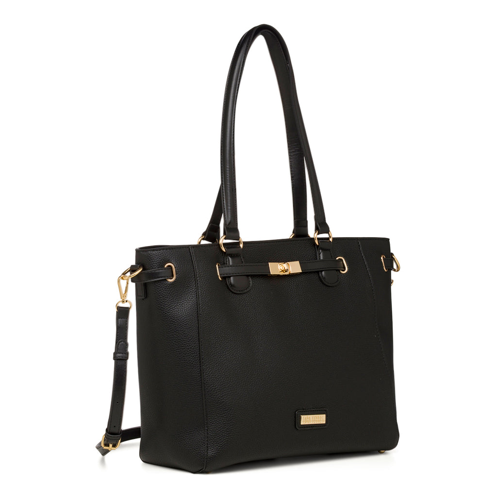 Borsa a spalla nera da Donna con dettglio in metllo Lora Ferres