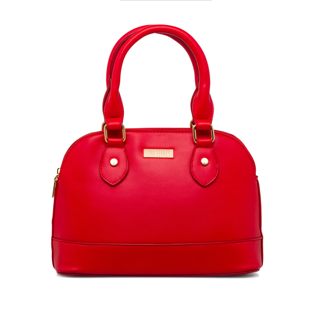 Borsa a mano rossa da Donna con inserti in metallo dorati Lora Ferres