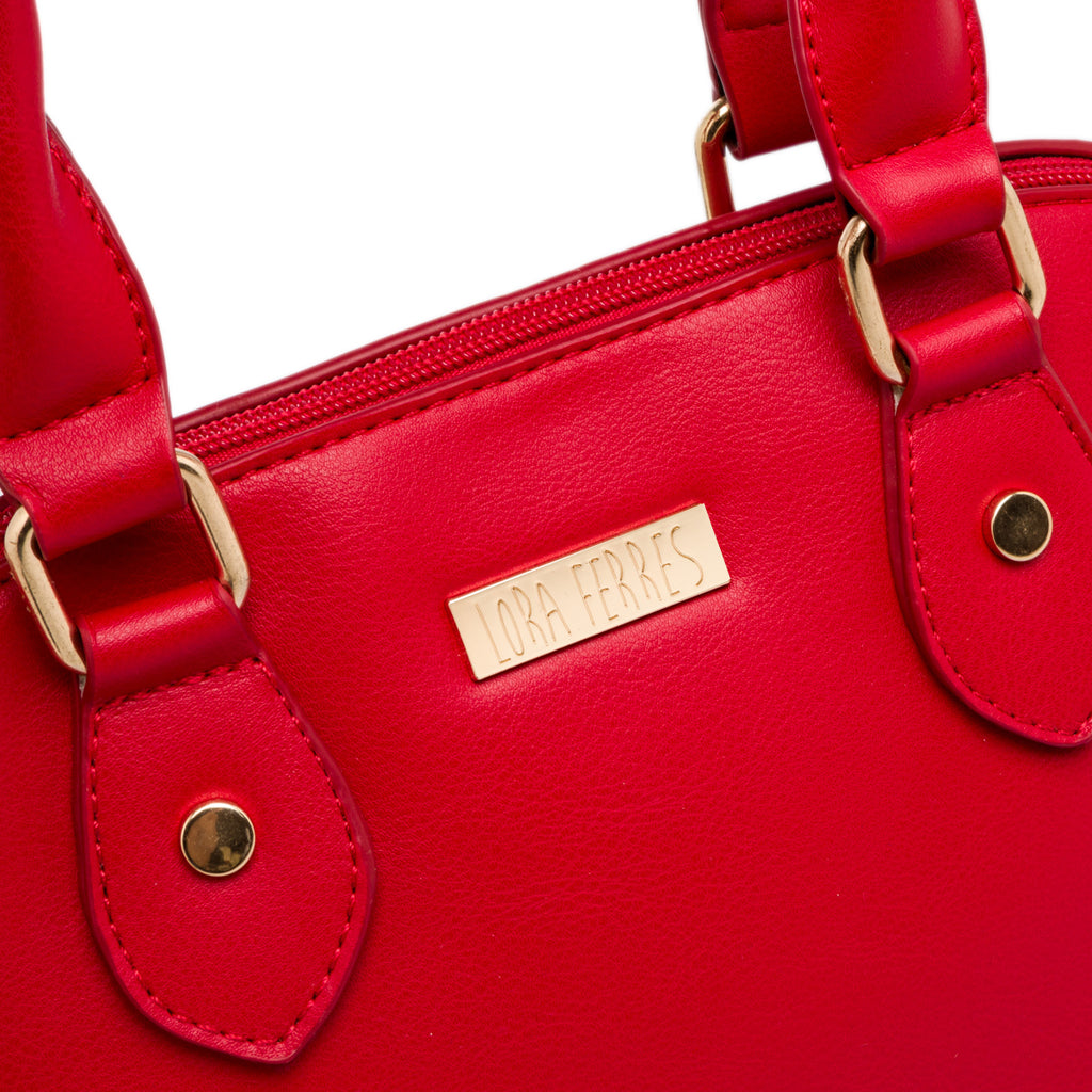 Borsa a mano rossa da Donna con inserti in metallo dorati Lora Ferres