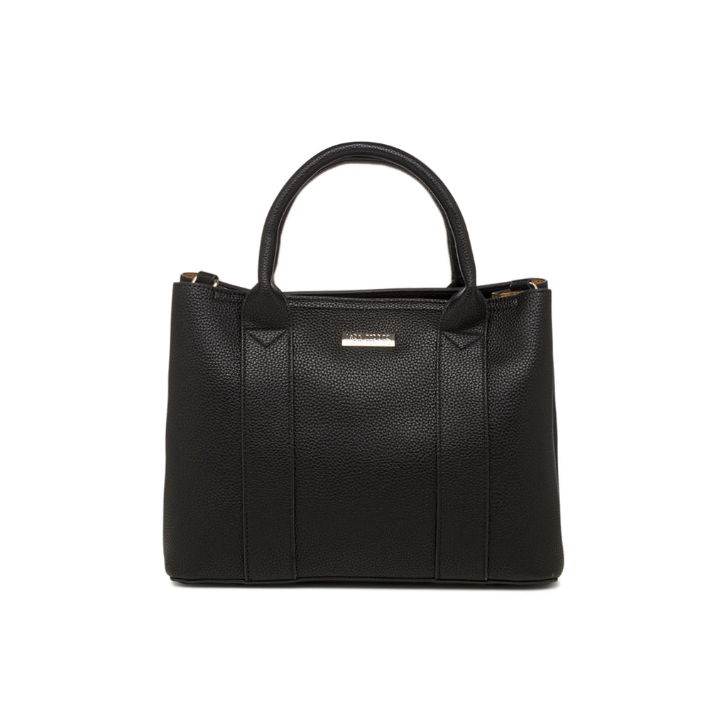 Borsa a mano nera da Donna con logo in metallo Lora Ferres