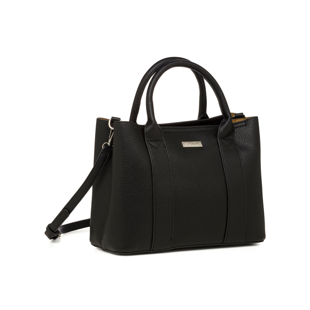 Borsa a mano nera da Donna con logo in metallo Lora Ferres