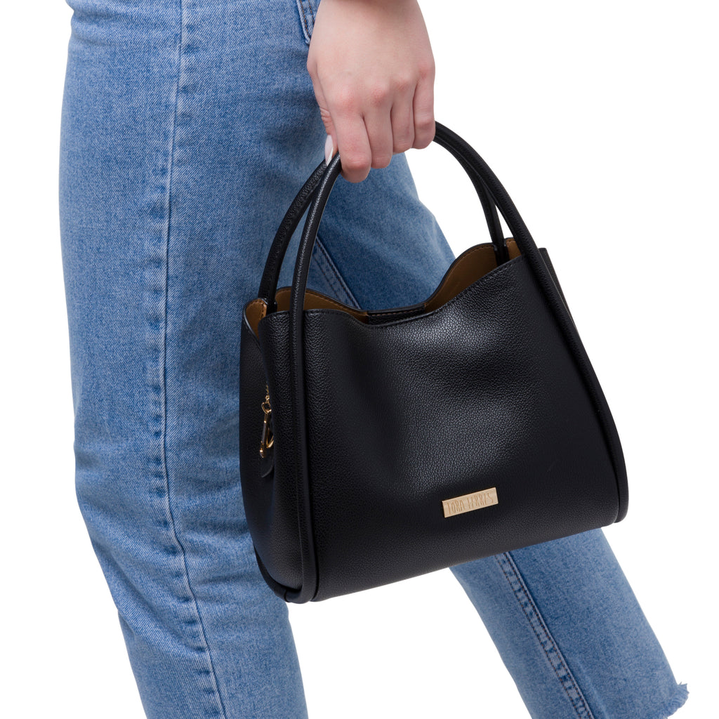 Borsa a mano nera da Donna con logo frontale Lora Ferres