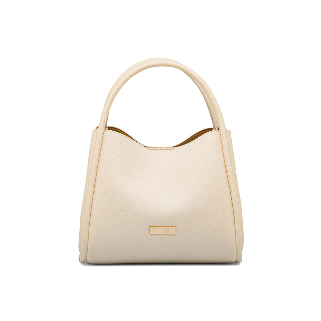 Borsa a mano beige da Donna con logo dorato Lora Ferres