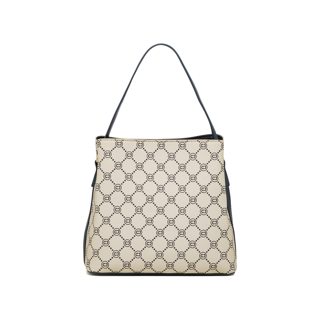 Borsa a mano bianco off-white e blu da Donna con logo Carrera Jeans