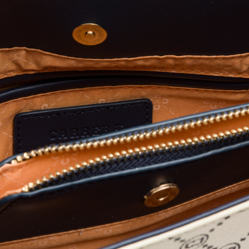 Borsa a mano bianco off-white e blu da Donna con logo Carrera Jeans