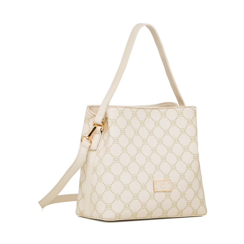 Borsa a mano bianco off-white da Donna con logo dorato Carrera Jeans