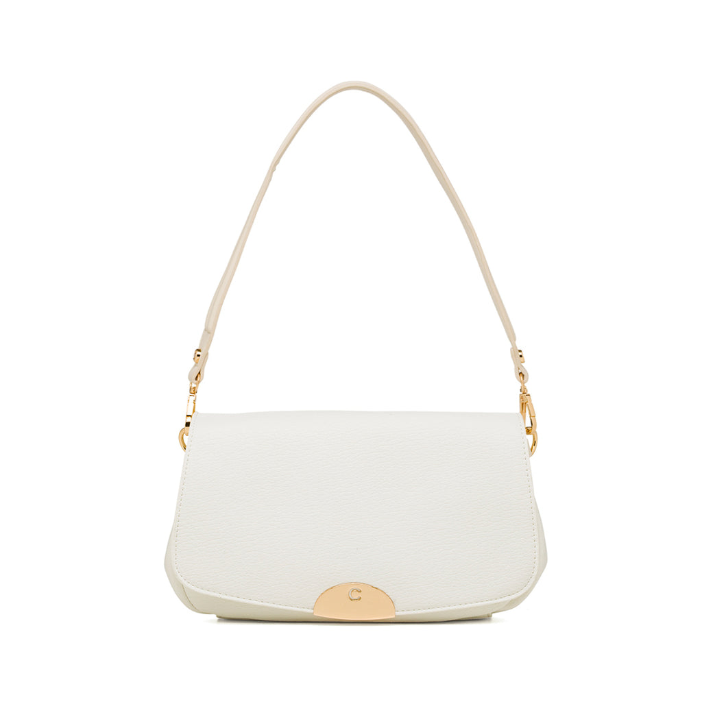 Borsa a spalla bianca Carrera Jeans con logo in metallo