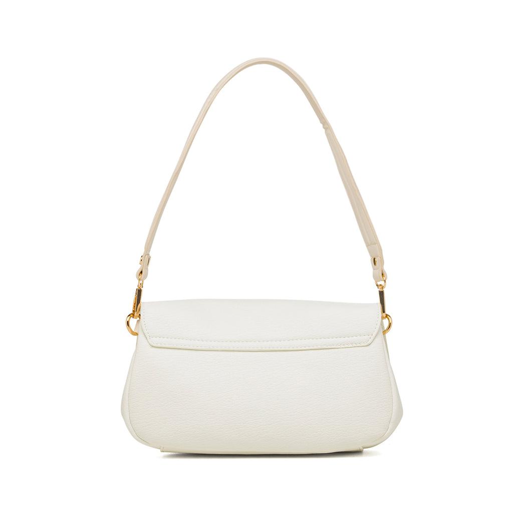 Borsa a spalla bianca Carrera Jeans con logo in metallo