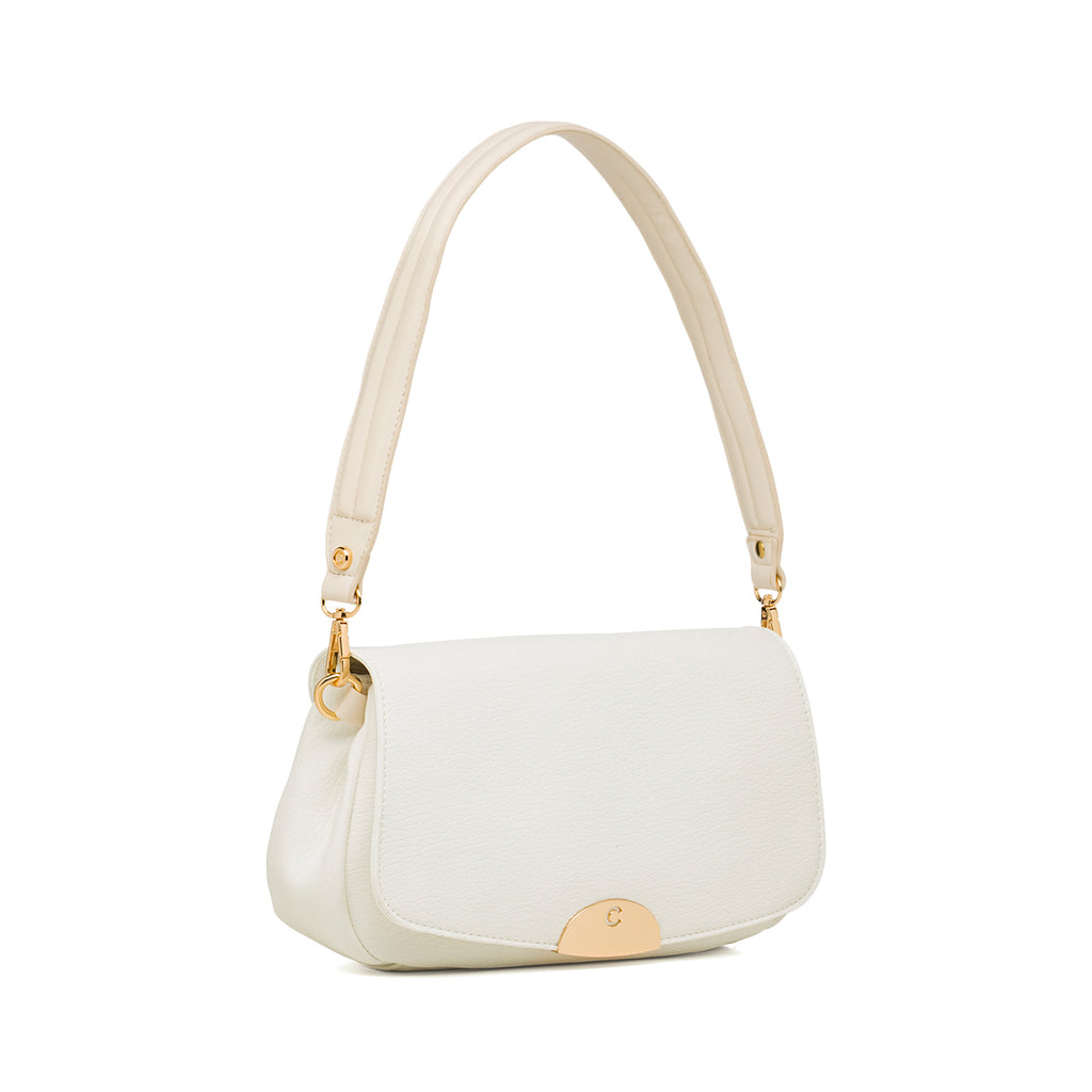 Borsa a spalla bianca Carrera Jeans con logo in metallo