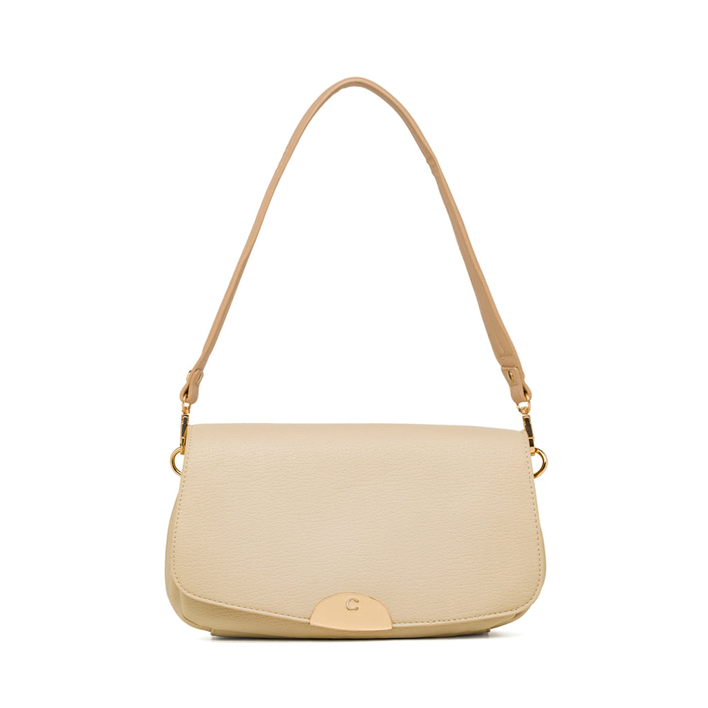 Borsa a spalla beige Carrera Jeans con logo in metallo