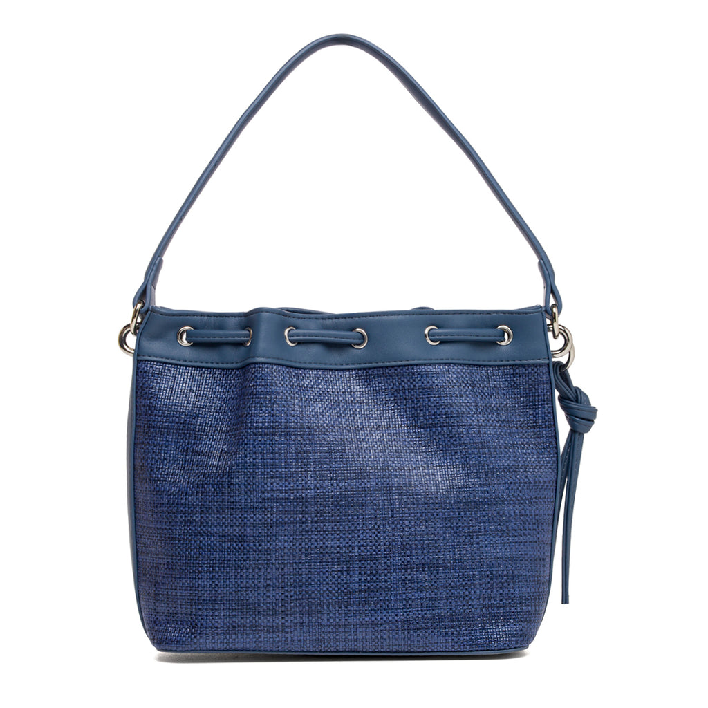 Borsa a mano blu da Donna con dettaglio effetto rafia Lora Ferres