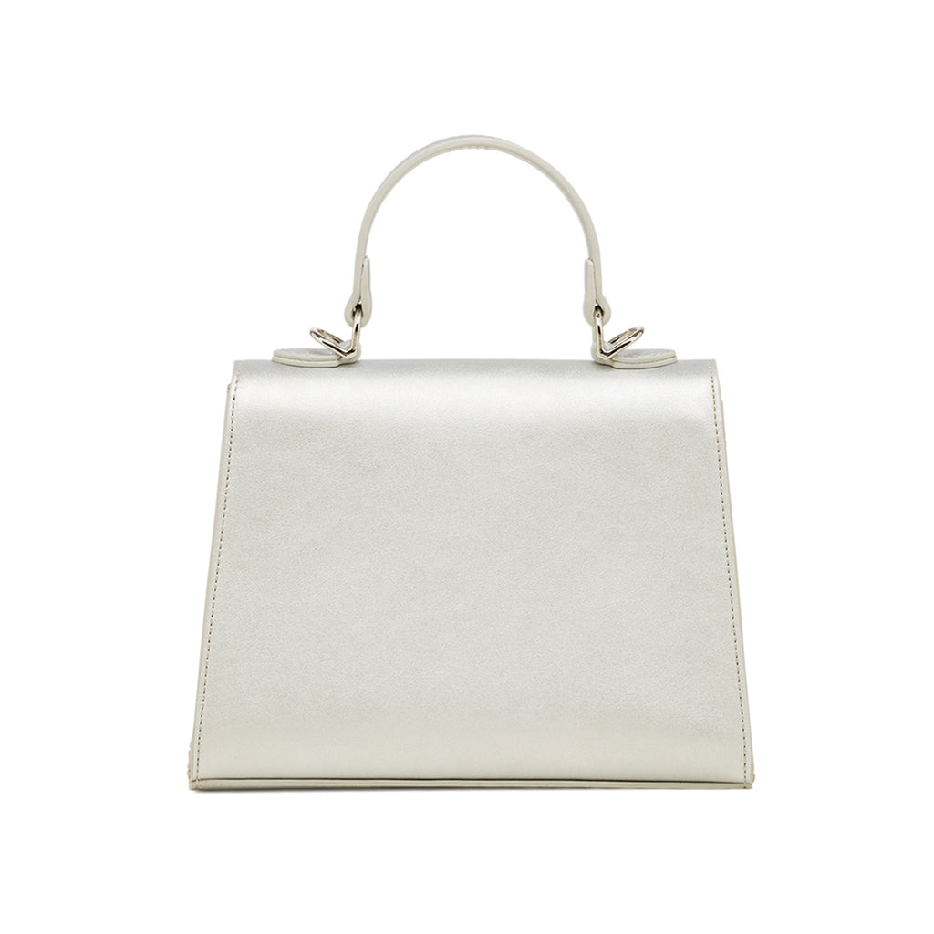 Borsa a Mano Argento da Donna con fibbia e inserto in rafia Lora Ferres