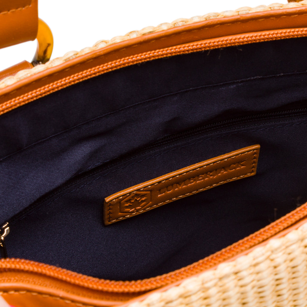 Borsa a Mano in Rafia da Donna con Ciondolo rimovibile Logo Lumberjack