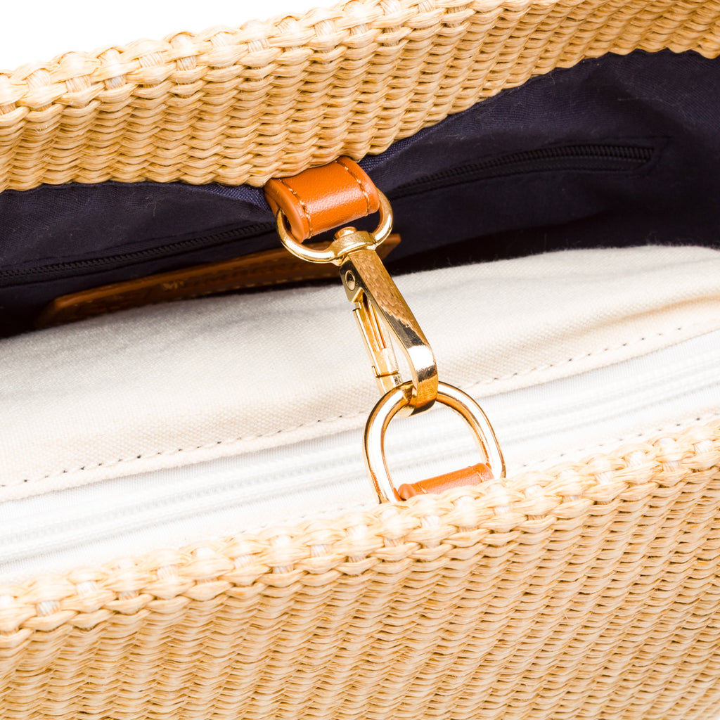 Borsa in Rafia forma a Secchiello da Donna Beige Lumberjack