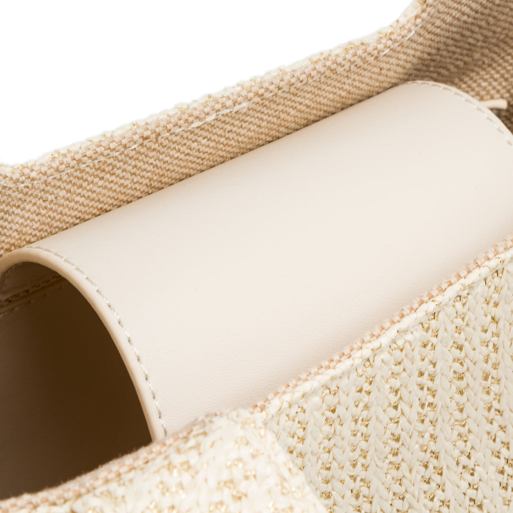 Borsa a mano bianca da Donna in tessuto intrecciato effetto rafia Lora Ferres