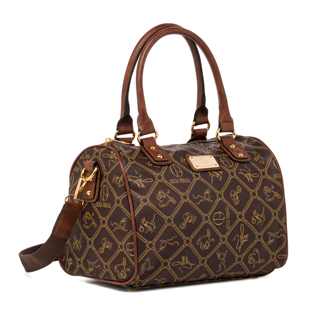 Borsa a mano marrone da Donna con stampa Giulia Pieralli