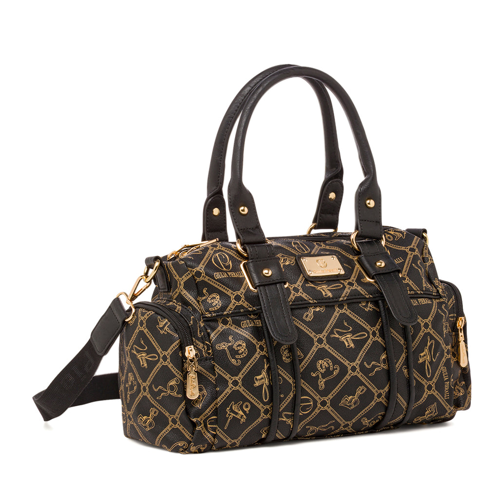 Borsa a mano nera da Donna con stampa Giulia Pieralli