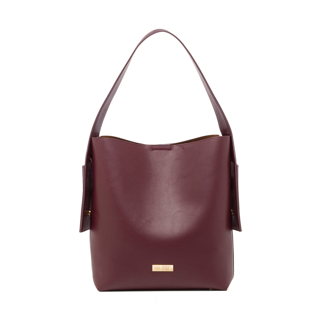 Borsa a mano Bordeaux da Donna con logo Lora Ferres