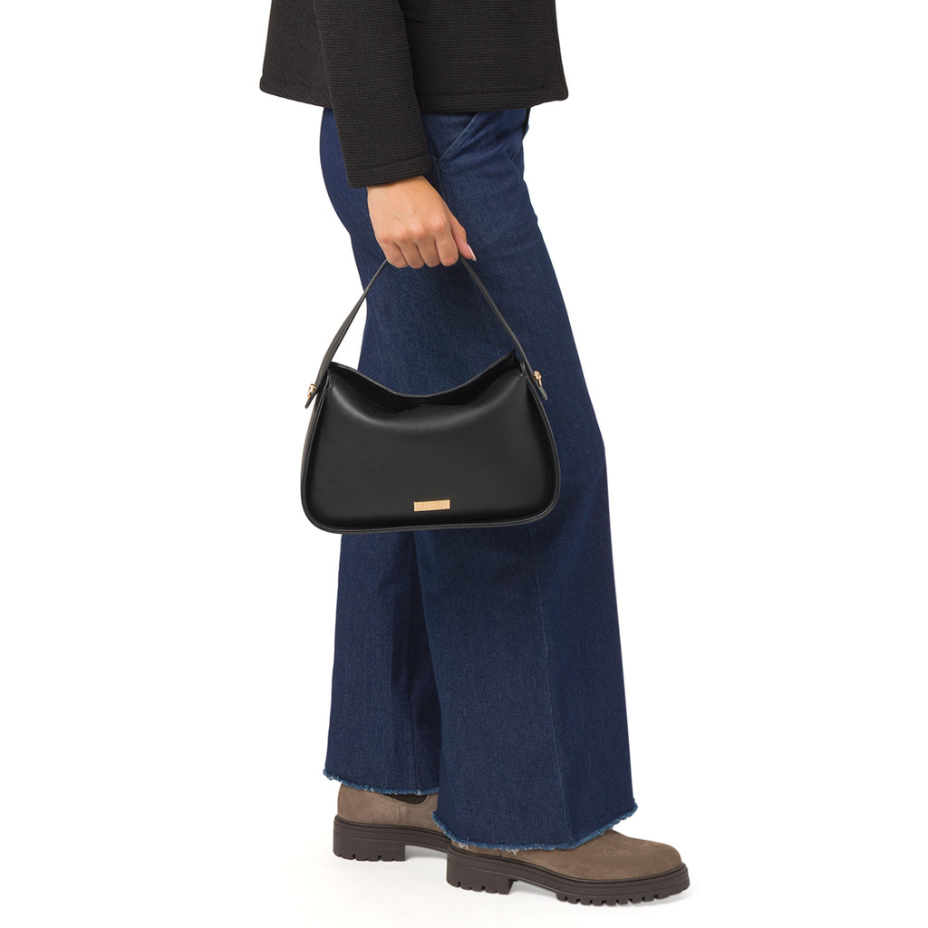 Borsa a mano nera da Donna con logo e tracolla rimovibile Lora Ferres