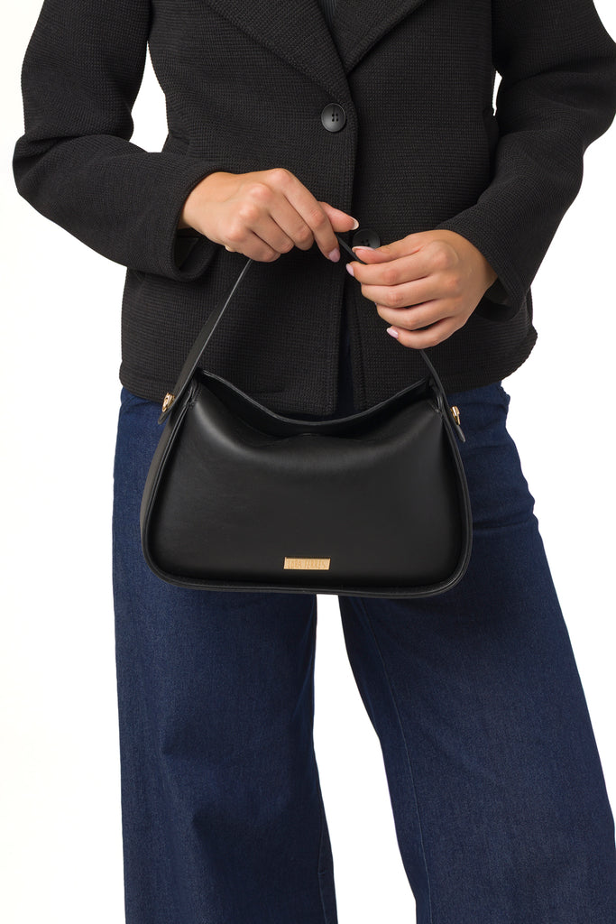 Borsa a mano nera da Donna con logo e tracolla rimovibile Lora Ferres