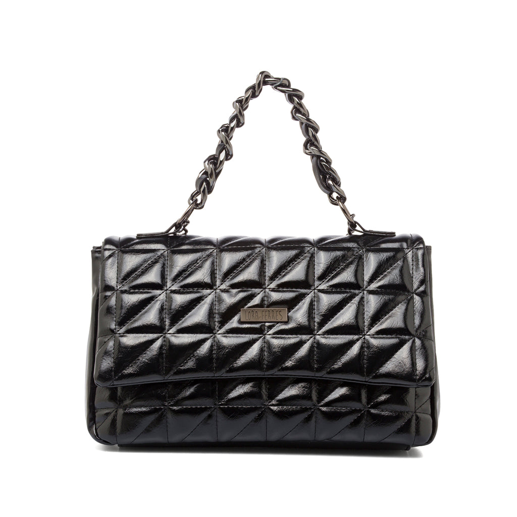 Borsa a mano nera da Donna con manici a catena Lora Ferres