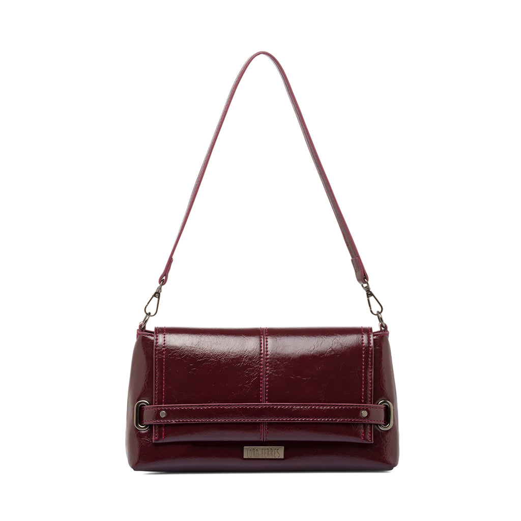 Borsa a Spalla da Donna Bordeaux Dettagli Metal Lora Ferres