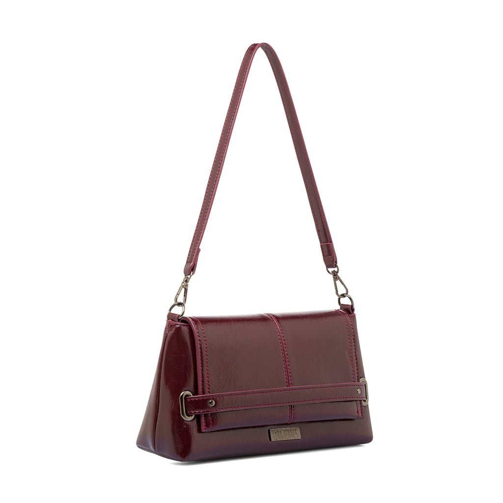 Borsa a Spalla da Donna Bordeaux Dettagli Metal Lora Ferres