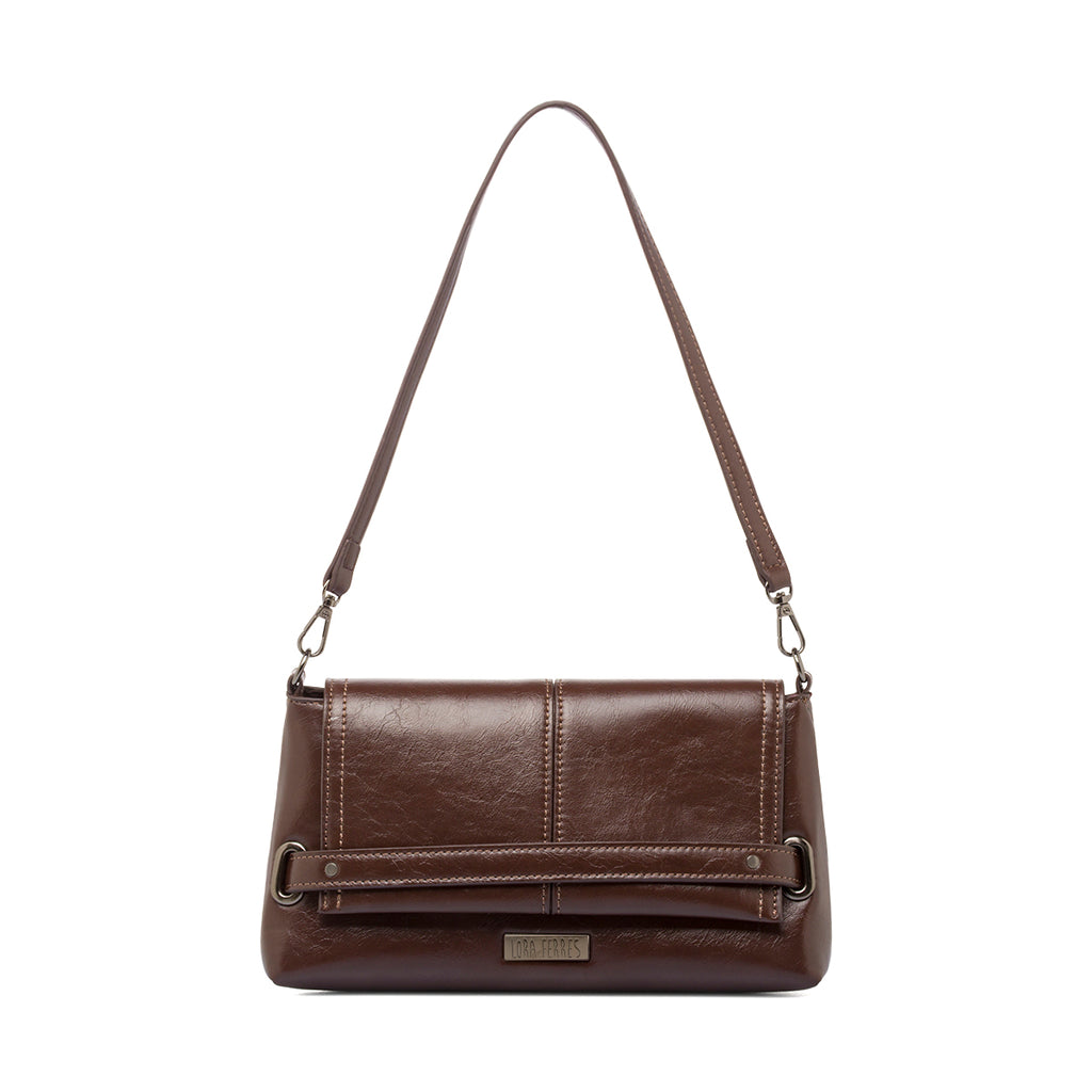 Borsa a Spalla da Donna Marrone Dettagli Metal Lora Ferres