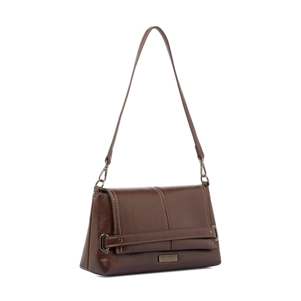 Borsa a Spalla da Donna Marrone Dettagli Metal Lora Ferres