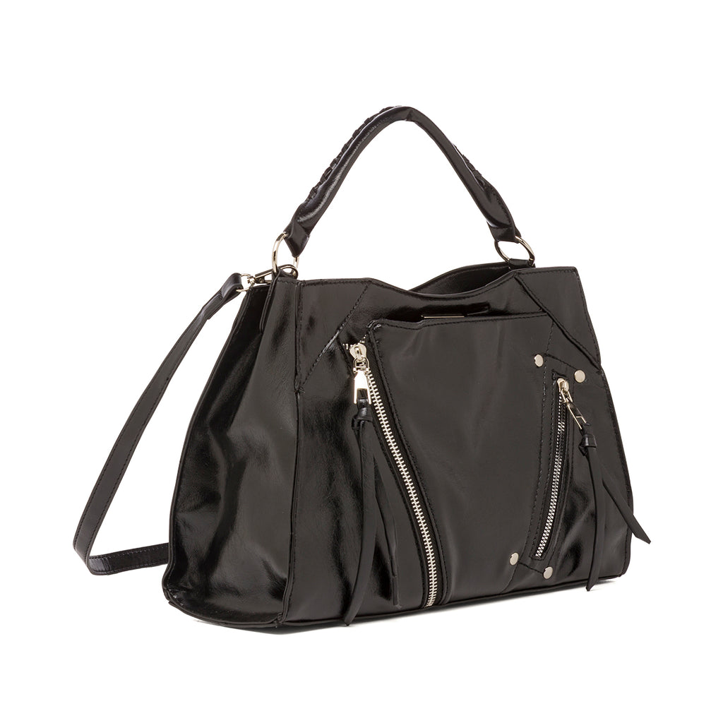 Borsa a Mano da Donna Nera con Zip Decorative Lora Ferres