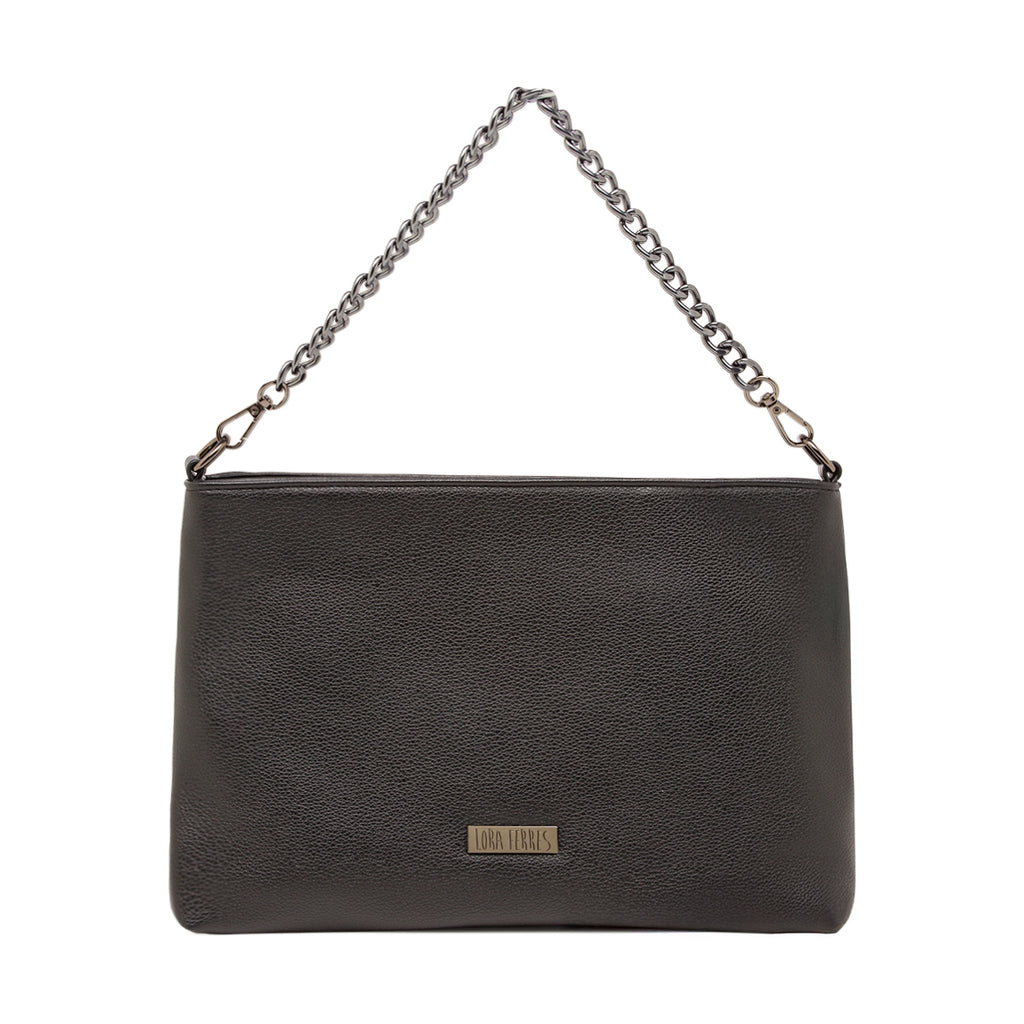 Borsa a mano Lora Ferres da donna nera con tracolla a catena metallica