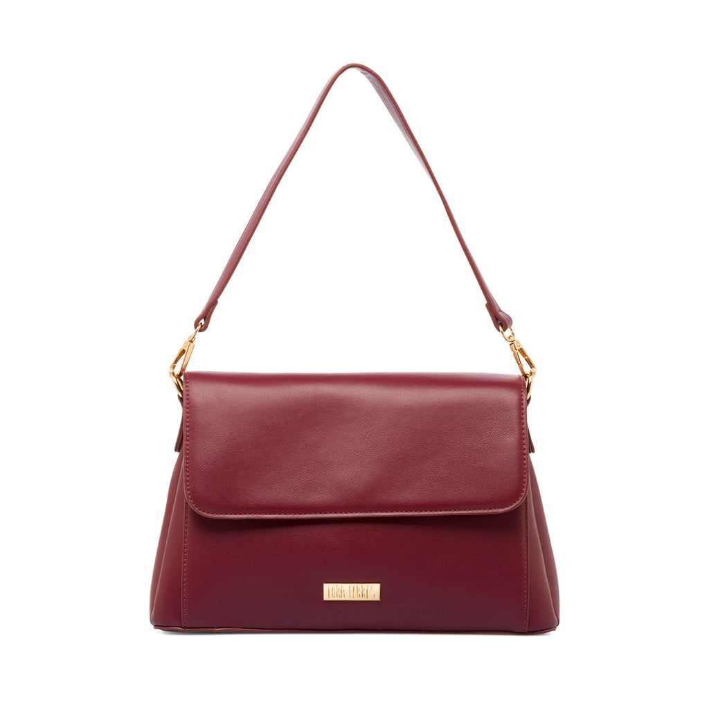 Borsa a mano Bordeaux da Donna con logo Lora Ferres