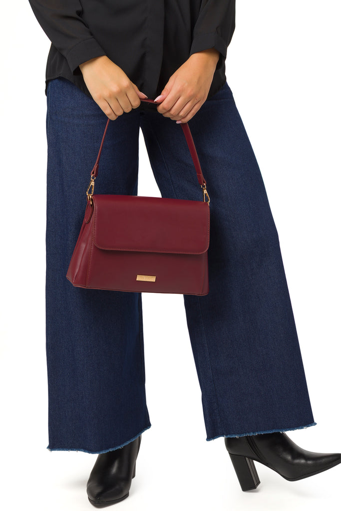 Borsa a mano Bordeaux da Donna con logo Lora Ferres