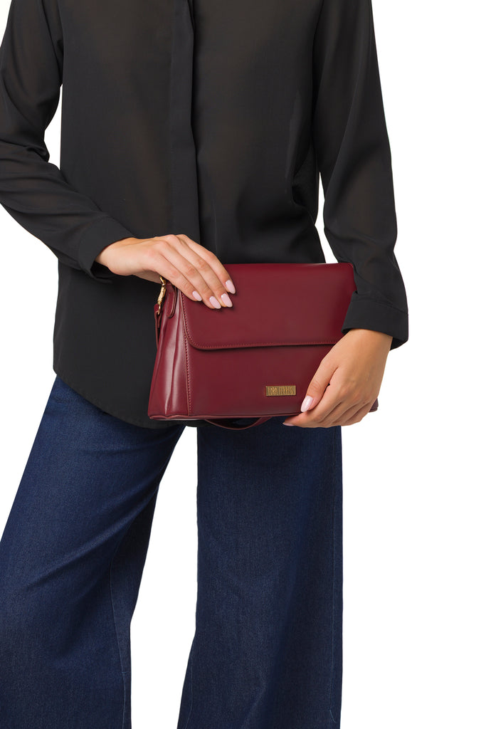 Borsa a mano Bordeaux da Donna con logo Lora Ferres