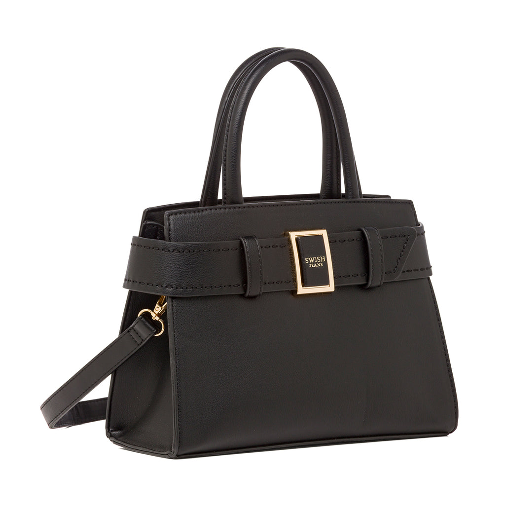 Borsa a Mano da Donna Nera con Fibbia Elegante Swish Jeans