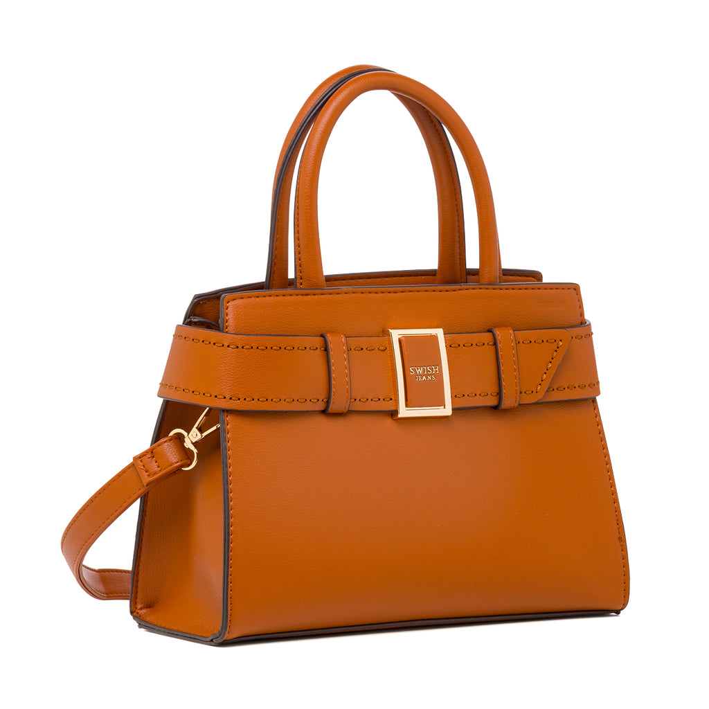 Borsa a Mano da Donna Ocra con Fibbia Elegante Swish Jeans