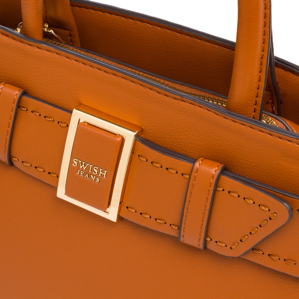 Borsa a Mano da Donna Ocra con Fibbia Elegante Swish Jeans