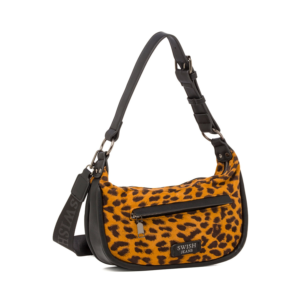 Borsa a Spalla da Donna con Stampa Animalier Swish Jeans